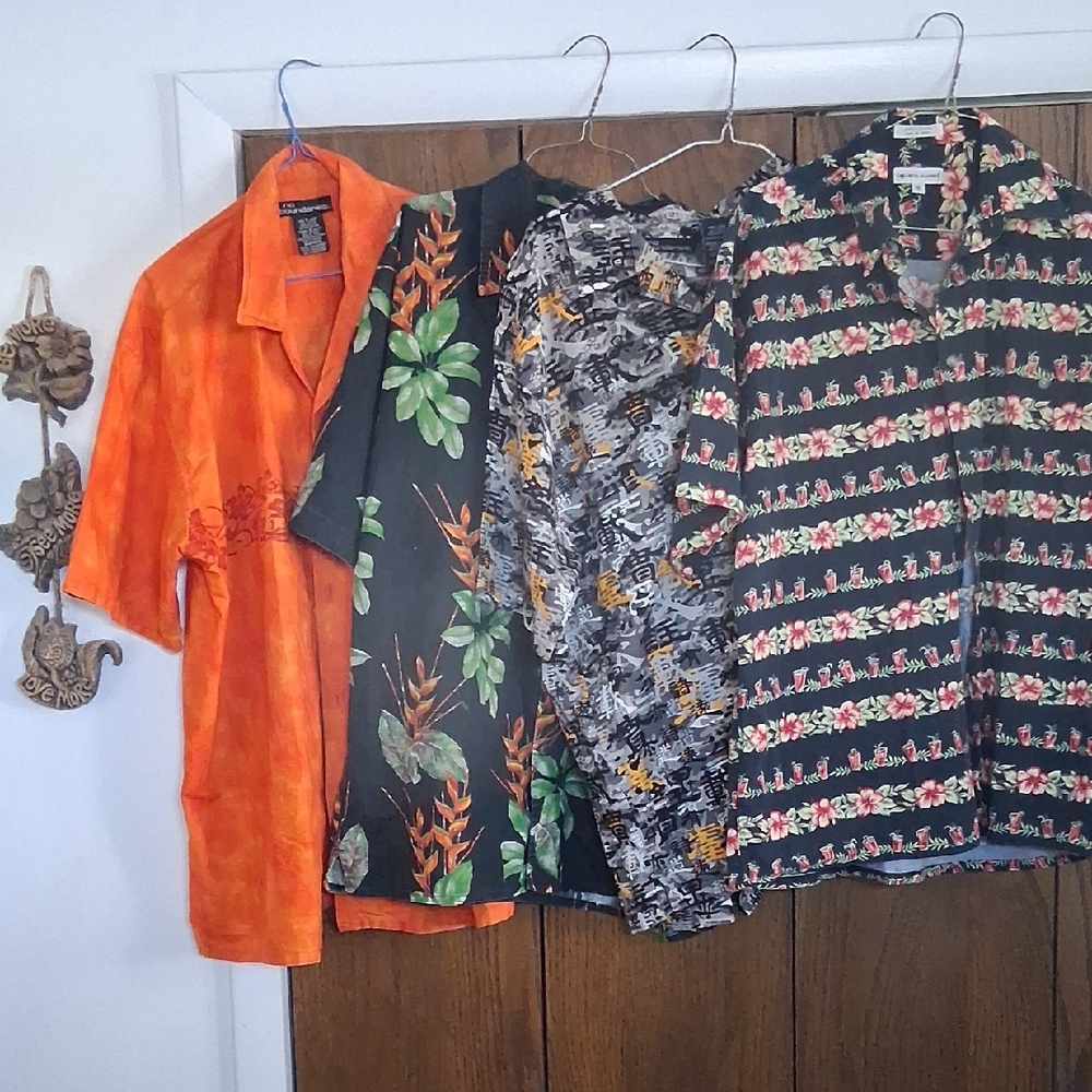 Vibrant Men's Dress Shirts - Orange, Black, Multicolor